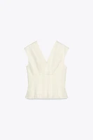 100% LINEN PLEATED TOP ZW COLLECTION