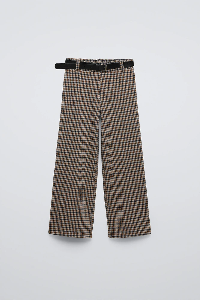 BELTED JACQUARD PANTS