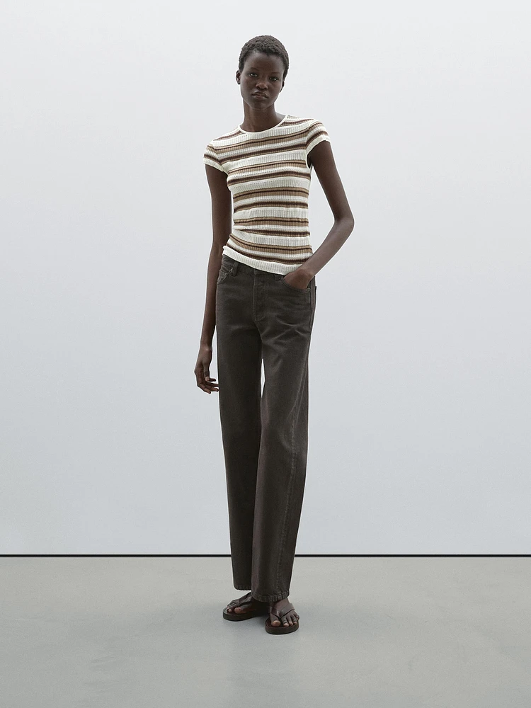 Striped cutwork T-shirt