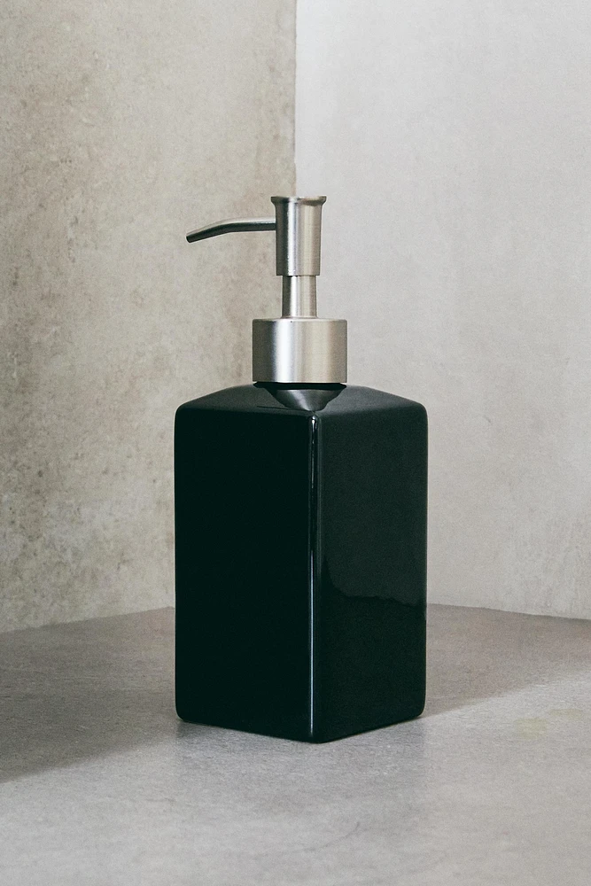 SHINY EARTHENWARE SOAP DISPENSER