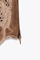 FAUX SUEDE CROCHET TOP