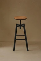 WOOD AND METAL SWIVEL BAR STOOL