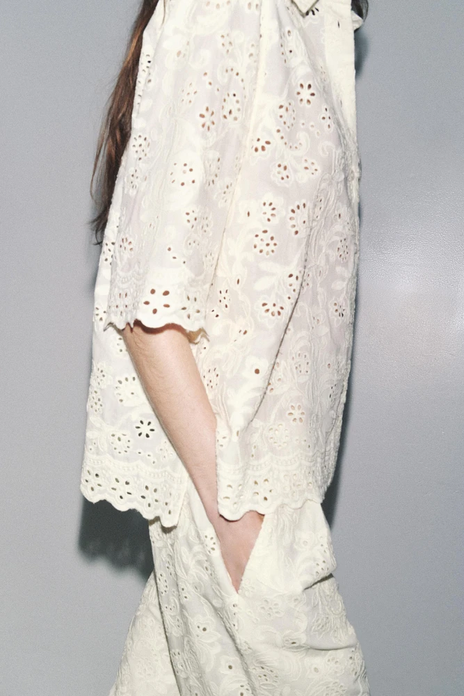 ZW COLLECTION EYELET EMBROIDERY SHIRT
