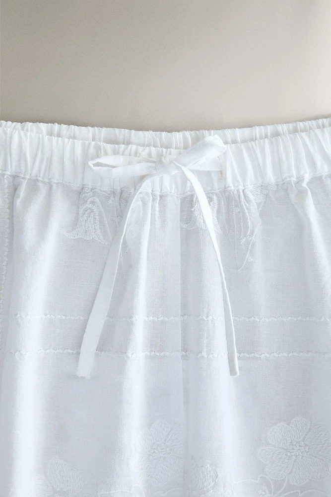 PANTALON COTON BRODERIES