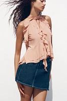 RUFFLED HALTER TOP