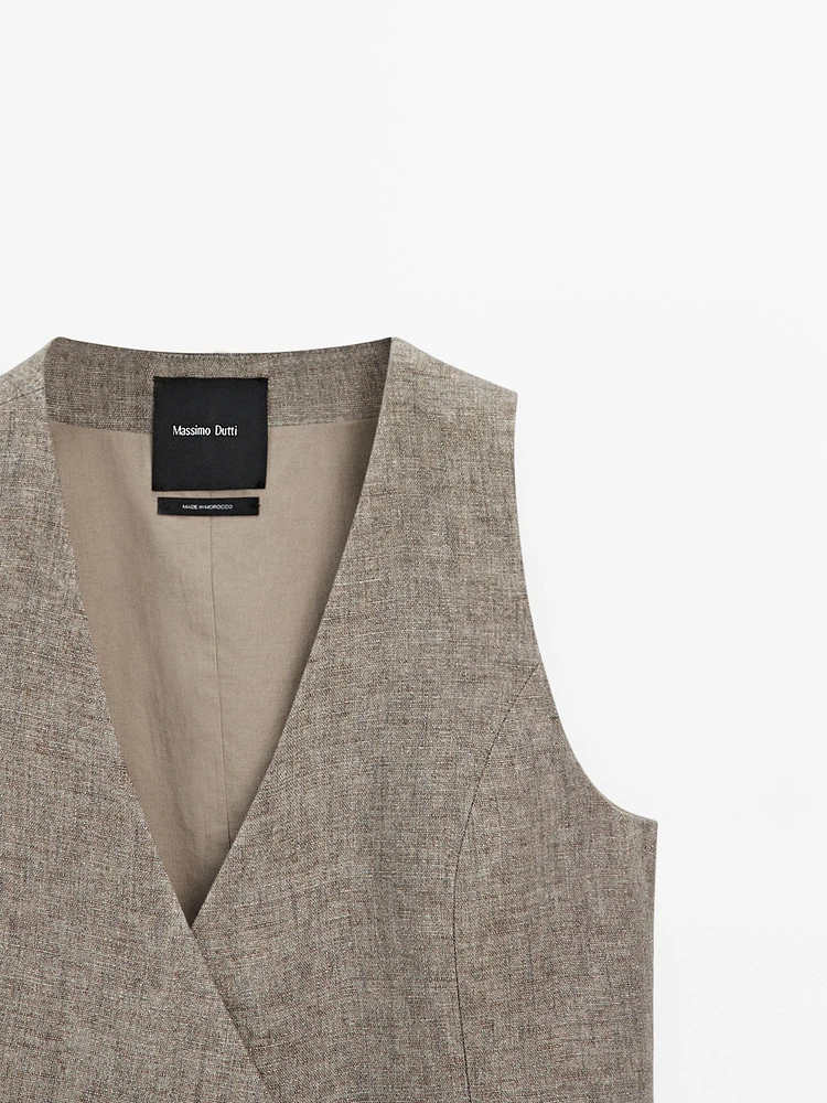 Gilet court cache-cœur 100 % lin