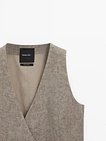 Gilet court cache-cœur 100 % lin