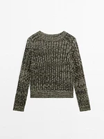 Pull en maille ajourée de coton mélangé