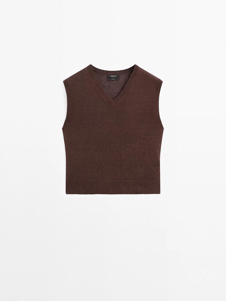100% linen melange knit vest