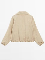 Veste bomber lin à col montant
