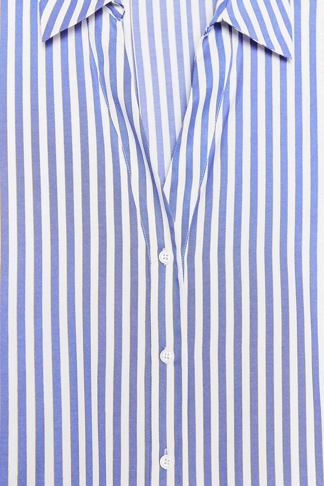 STRIPED SHIRT WITH WIDE METALLIC THREAD SLEEVES