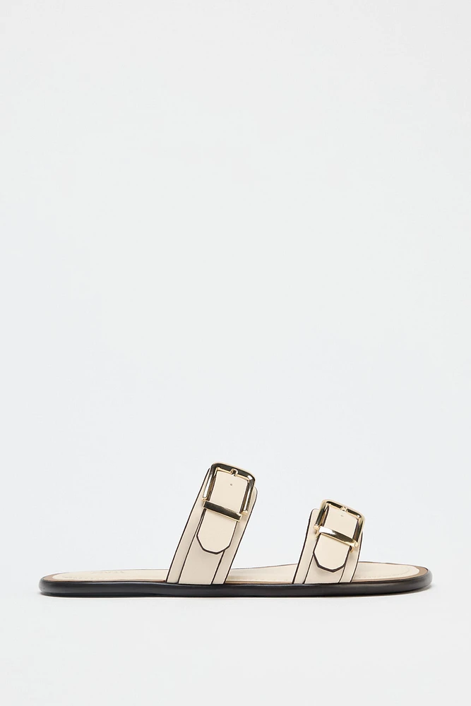 DOUBLE STRAP BUCKLE SANDALS