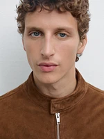 Suede leather biker jacket with pockets