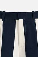 PLEATED STRIPED SHORTS