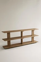 ELM WOOD SHELVING UNIT WITH THREE SHELVES