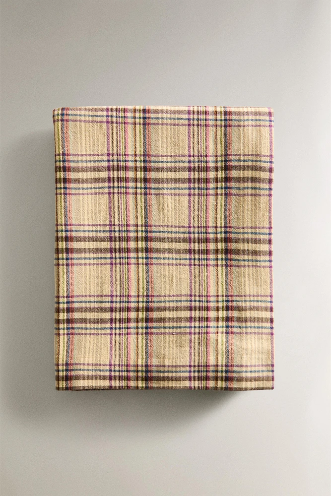 CHECKED COTTON LINEN TABLECLOTH