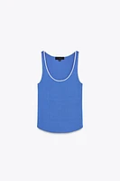 CONTRAST TRIM KNIT TOP
