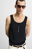 DOUBLE NECK BUTTON TANK TOP