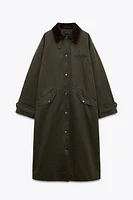 CORDUROY COLLAR WAXED TRENCH