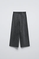 WIDE LEG WASHED EFFECT PLUSH PANTS