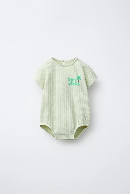 PALM TREE TEXTURED BODYSUIT