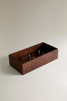 WOOD AND METAL FLATWARE TRAY