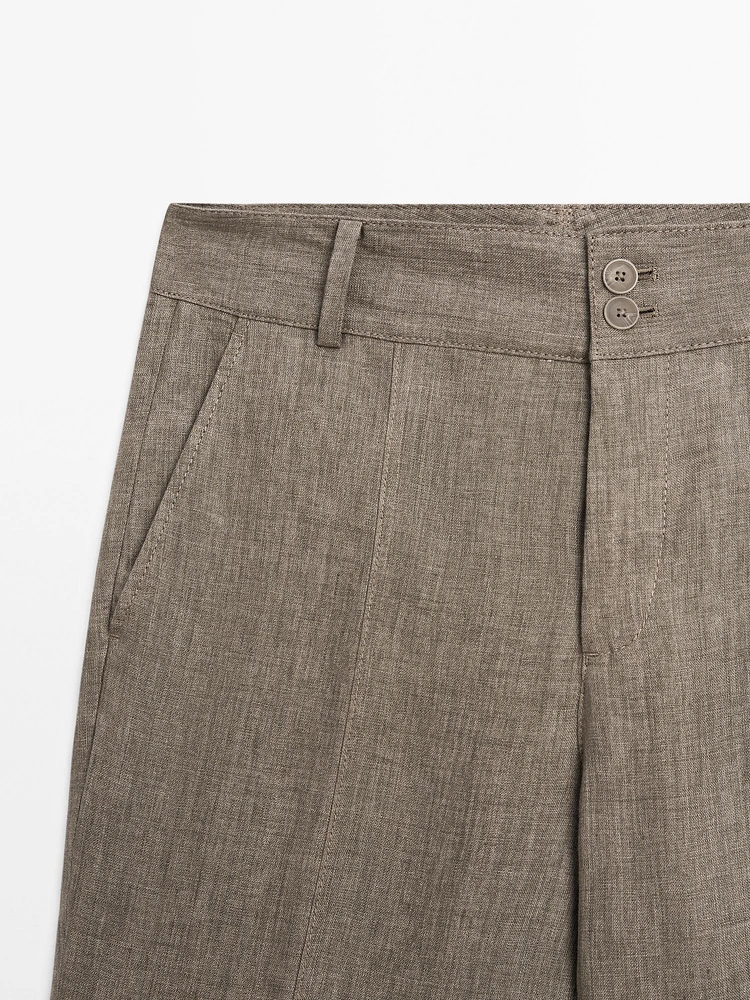 100% linen flare fit trousers