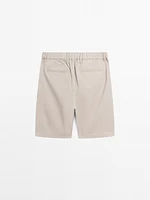 Cotton blend semi-jogger Bermuda shorts