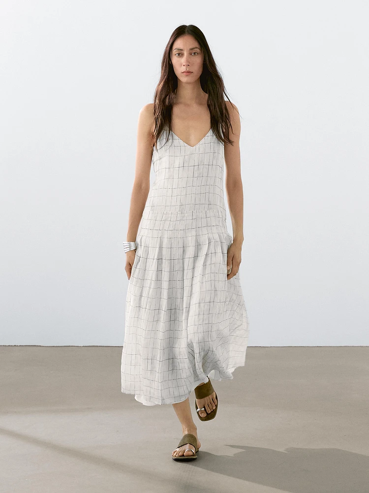 Robe midi ample à carreaux