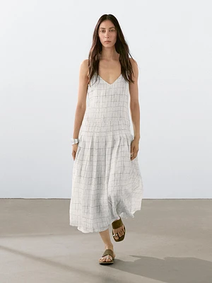 Robe midi ample à carreaux