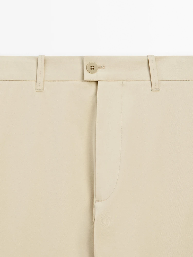 Cotton blend relaxed fit trousers