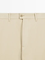 Cotton blend relaxed fit trousers