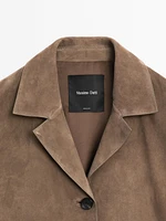 Blazer fluide en cuir finition daim
