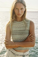 TEXTURED KNIT SLEEVELESS TOP