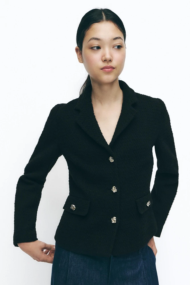 TEXTURED BLAZER WITH EMBOSSED BUTTONS