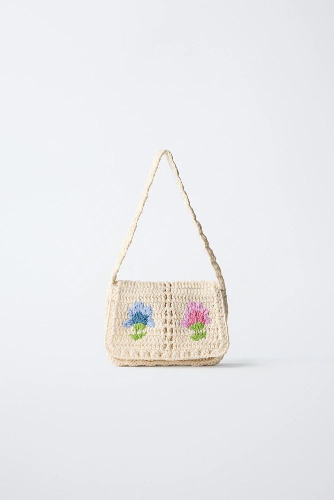 FLORAL CROCHET CROSSBODY BAG