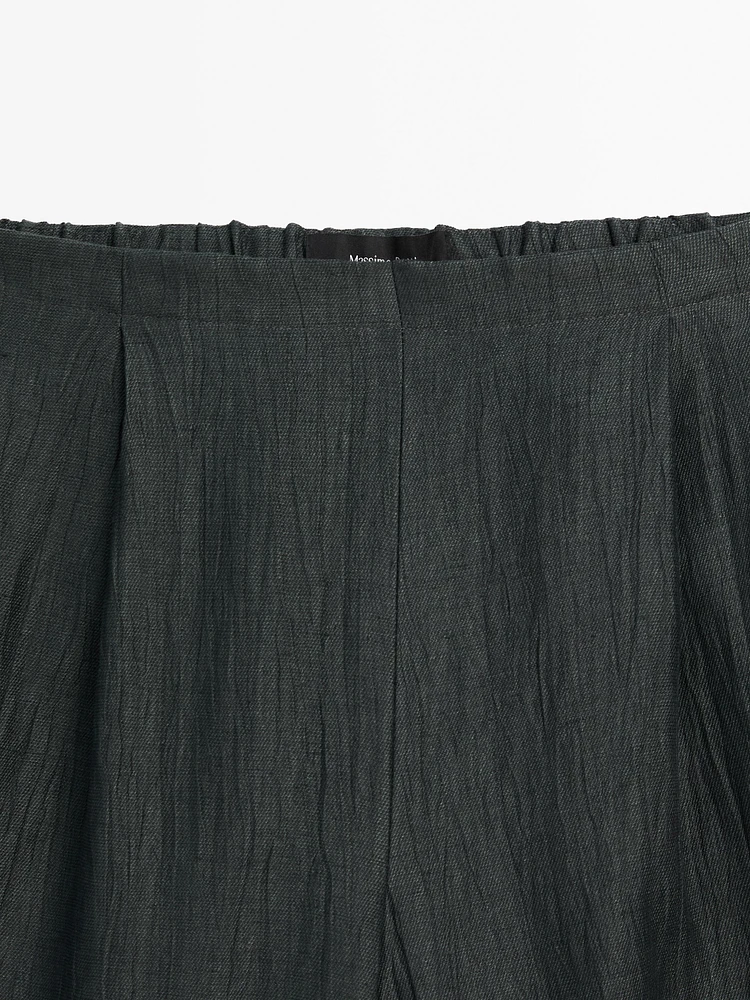 Pantalon large lin mélangé