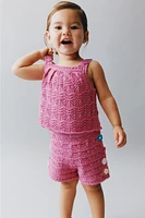 BERMUDA EN MAILLE CROCHET FLEURS