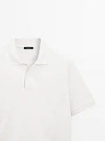 Cotton blend slim fit knit polo shirt