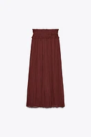 WIDE ELASTIC WAISTBAND MIDI SKIRT