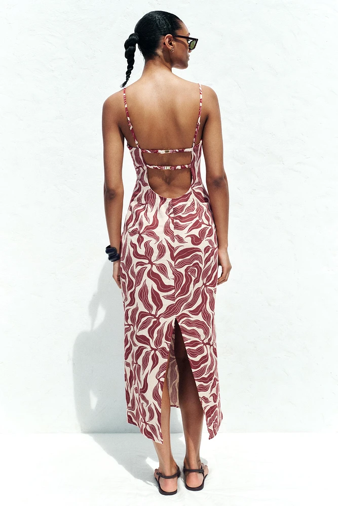 PRINTED RUSTIC LINEN MIDI DRESS