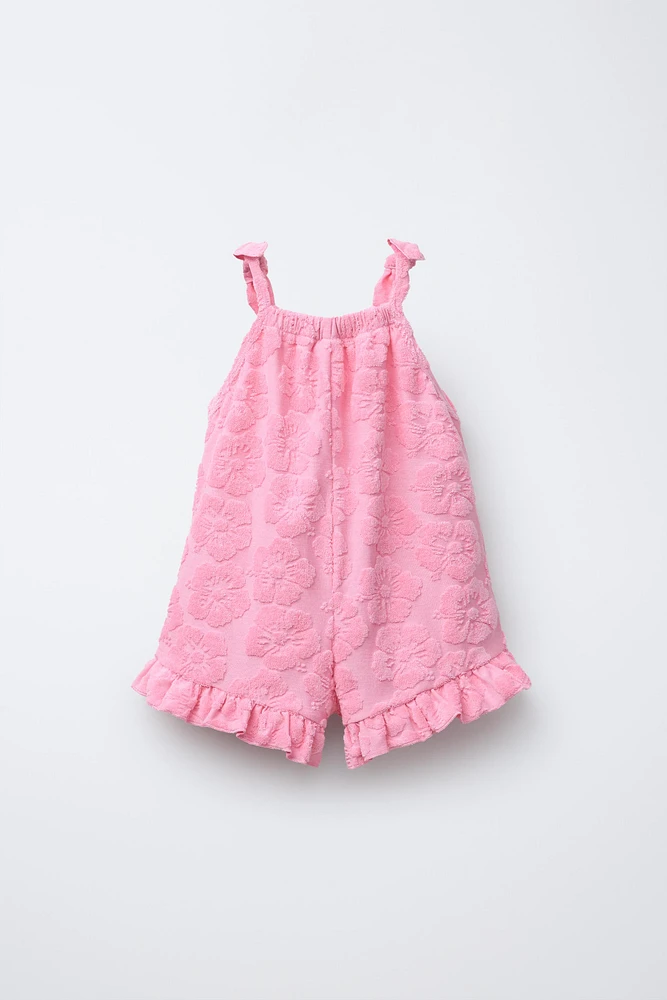 FLORAL TOWEL EFFECT SHORT JUMPSUIT