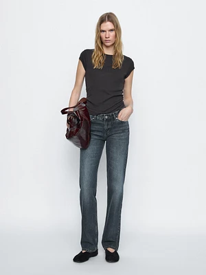 Straight-leg low-rise cotton jeans