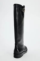 BUCKLED KNEE HIGH BOOTS