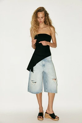 TEXTURED BANDEAU TOP