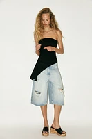 TEXTURED BANDEAU TOP