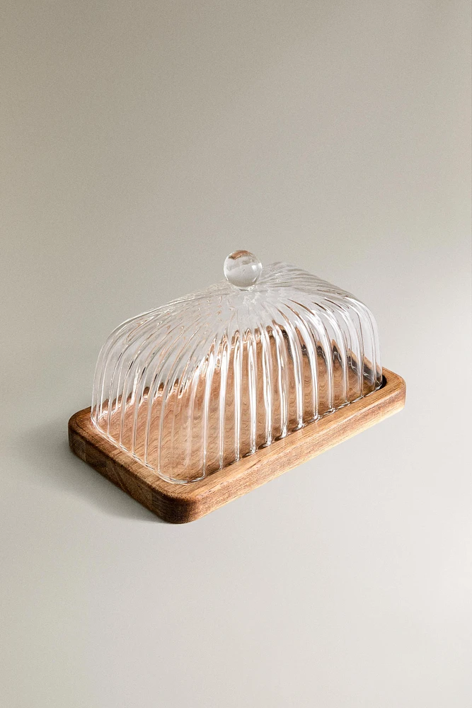 BEURRIER EN BOIS BOROSILICATÉ