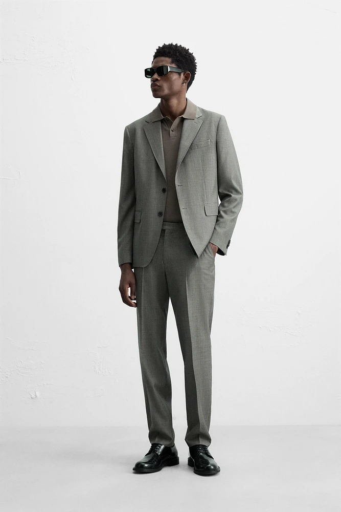 100% WOOL TEXTURED SUIT BLAZER