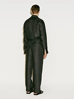 100% linen double dart trousers