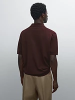 Short sleeve cotton knit polo shirt